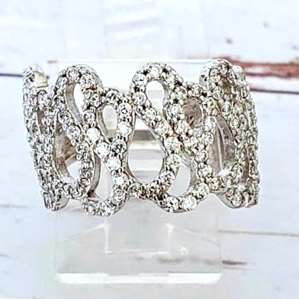 White Topaz Solid Sterling Ribbon Ring